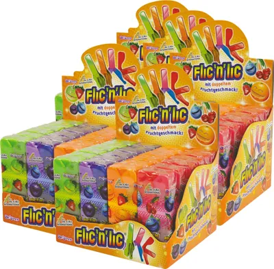 Produktbild von Flic'n'lic Lutscher mit doppeltem Fruchtgeschmack 24 Stk. im Display (5er Pack)