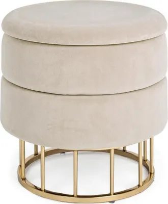 Produktbild von Hocker Pavlina 34,5 x 34,5 x 45 cm MDF Polyester Stahl Beige Gold