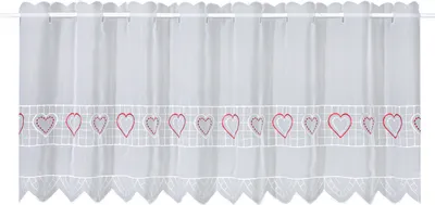 Produktbild von Gerster Bistro, bestickt, Herz B = 150 x H =45 cmTransparent Voile Herz rot