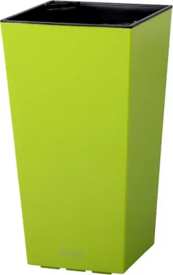 Image de Couvercle pour pot de fleurs ELISE plastique vert brillant 15x15x26cm