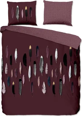 Produktbild von Good Morning Bettwäsche-Set FEATHERS 140x200/220 cm Bordeauxrot