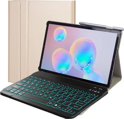 Produktbild von 2in1 Keyboard Cover für Samsung Galaxy Tab S5e T720 T725 mit Standfunktion Tastatur Gold