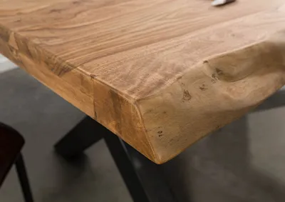 Image de MASSIVMOEBEL24 | Table à manger 240x100x79 en bois de Sheesham teinté naturel / pieds Mikado anthracite mat FREEFORM 5