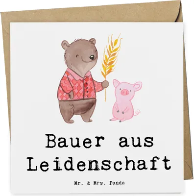 Produktbild von Mr. & Mrs. Panda Grußkarte Bauer Leidenschaft - Weiß - Geschenk, doppelkarte, Bauernhof, Witzig, Klappkarte, anlasskarte, Glückwunschkarte, Agronom, faltkarte, Lustig