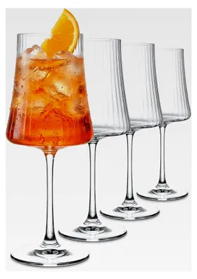 Produktbild von Aperol Spritz Gläser, 4 Stück, 46cl, geriffeltes Kristallglas, spülmaschinenfest, stoßfest