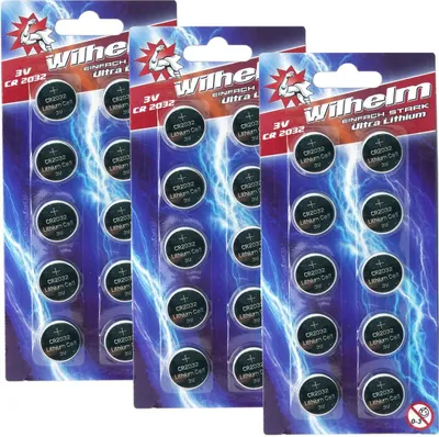 Produktbild von 30 x CR2032 Wilhelm Blisterpack Knopfzelle Batterie Lithium 3V CR 2032