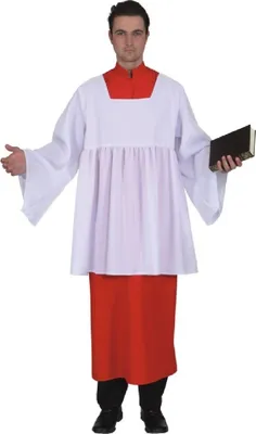 Produktbild von O7181-50-52 rot-weiß Herren Messdiener Gewand Kostüm Gr.50-52