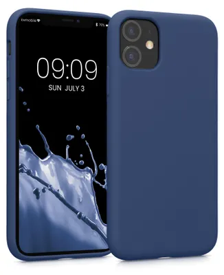 Produktbild von kwmobile Hülle kompatibel mit Apple iPhone 11 Hülle - gummierte TPU Silikon Handyhülle - Schutzhülle für kabelloses Laden - Case in Marineblau