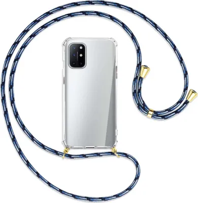 Produktbild von Handykette Backcover-Schutzhülle mit Band (Metall goldfarben) für OnePlus 8T - Blautöne