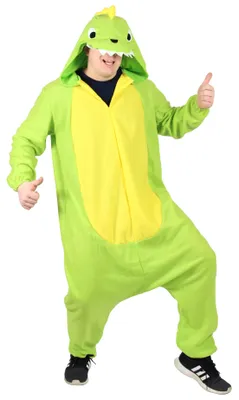 Produktbild von Dinosaurier Kostüm Jumpsuit grün für Erwachsene, Größe:XL