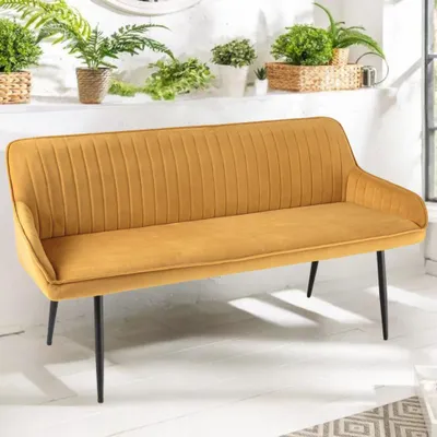 Produktbild von Elegante Sitzbank MILAN ca.160cm Samt senfgelb Armlehnen