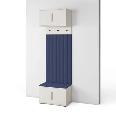 Produktbild von Garderoben-Set Napoli Version 15: Schuhschrank mit Polsterpaneelen, Hängeschrank für Flur und Eingangsbereich (Cashmere/Trinity 31)