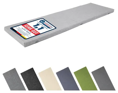 Produktbild von Garronda Bankauflage 120x40 cm ca. 4 cm dick Sitzkissen Outdoor für Gartenbank und Hollywoodschaukel Polster Auflage für Sitzbank wasserabweisend UV-beständig mit Bändern GD-0220 Hellgrau