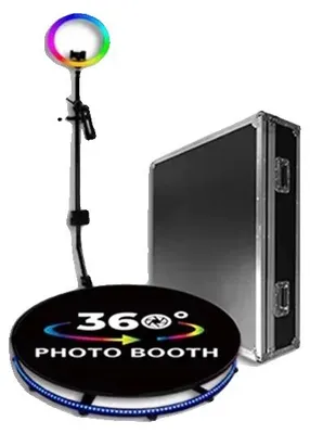 Image de Cabine photo à 360°, anneau lumineux RVB, prise en charge des logos personnalisés, 60 cm, UE