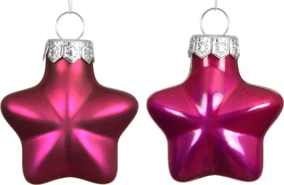 Produktbild von Weihnachtsanhänger Mini-Sterne Festive Pink Ø 4 cm aus Glas - 12er Set