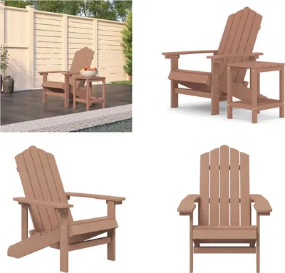 Produktbild von vidaXL Adirondack Gartenstuhl mit Tisch HDPE Braun - Gartenstuhl - Gartenstühle - Gartenstuhl Und Tisch - Terrassenstuhl