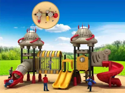 Produktbild von Spielplatz im Roboterstil Kunststoffe Turm Spielturm mit Rutsche Spielplätze