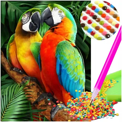 Produktbild von Artelo Bunte Aras Papageien Diamond Painting 5D Set