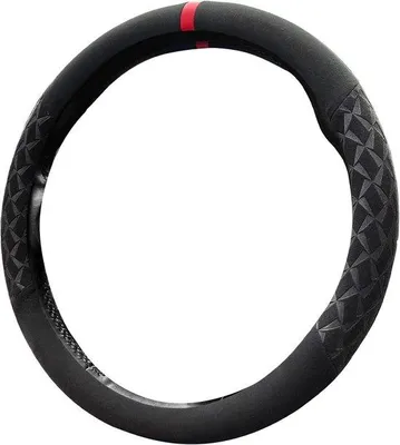 Image de Housse de volant aspect Alcantara - noir - 37-38 cm - style sportif - antidérapante