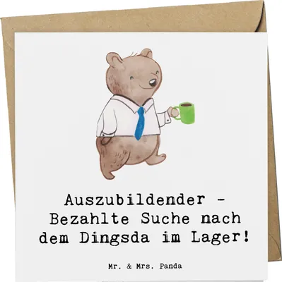 Produktbild von Mr. & Mrs. Panda Grußkarte Auszubildender Abenteuer - Weiß - Geschenk, Anerkennung, personalisierte Geschenke, für Berufstätige, Berufsalltag, Klappkarte, Beruf