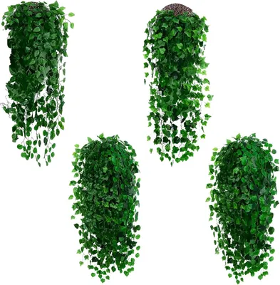Imagen del producto de 4 plantas colgantes artificiales, de 105 cm, en forma de hiedra, ideales para balcones y espacios interiores