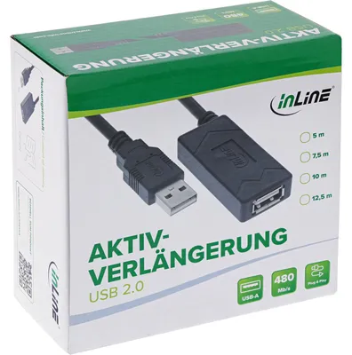 Zdjęcie produktu dla InLine 34616A, 7,5 m, USB A, USB A, USB 2.0, 0,48 Gbit/s, Czarny