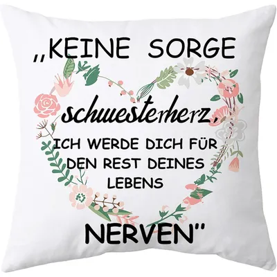 Image de Coussin décoratif, cadeau pour une sœur, 45x45 cm, blanc, polyester