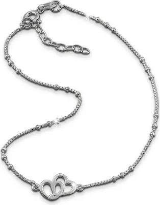 Imagen del producto de SilberDream, tobillera de 26 cm para mujer, hipoalergénica, con dos corazones, de plata de ley, modelo D2SDF0353J