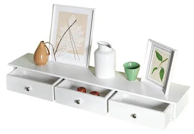 Imagen del producto de Estante de pared flotante con 3 cajones – blanco – 80 x 15 x 10 cm