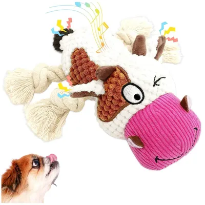 Produktbild von Kuscheltier Hund Quietschend Plüsch Welpenspielzeug für kleine und große Hunde (Kühe)