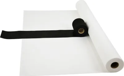 Produktbild von Sensalux Kombi-Set 1 Tischdeckenrolle 1,5m x 25m weiß + Tischläufer 15cm schwarz