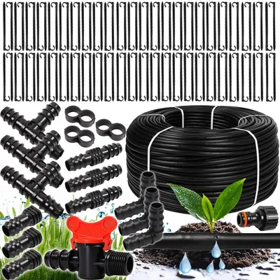 Produktbild von Tropfschlauch Set 100m 33cm 2l/h Perlschlauch Bewässerungschlauch Gartenschlauch