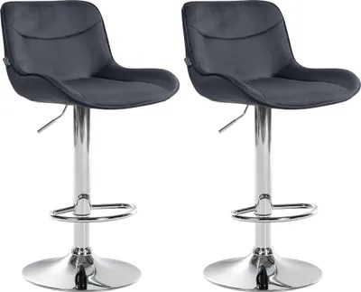 Produktbild von CLP 2er Set Barhocker Vonore Samt, Höhenverstellbar Und 360 Grad Drehbar schwarz Gestell Farbe chrom