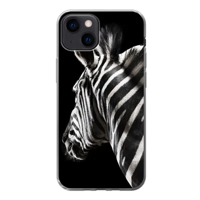 Produktbild von MuchoWow® Handyhülle Schutzhülle Hülle für iPhone 13 mini Zebra - Tier - Schwarz - Porträt Silikon Softcase Handy Hülle - Softcase
