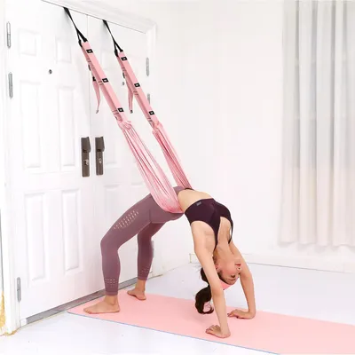 Produktbild von Beinstrecker-Gurt, Rückbeugen-Trainingsgürtel mit Türanker, Flexibilitätstrainer, Dehnausrüstung, Assist-Stretch-Gurt für Fitness,Aerial Yoga（Rosa）