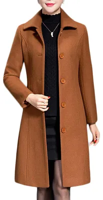 Produktbild von Jenkoon Damen Wolle Trenchcoat Winter Lang Dicker Mantel Walker Mäntel, Caramel,