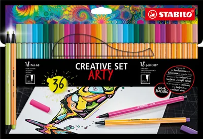 Image de STABILO 8868/36-1-20-6 STABILO point 88 / Pen 68 Set créatif ARTY, étui carton de 36 pièces