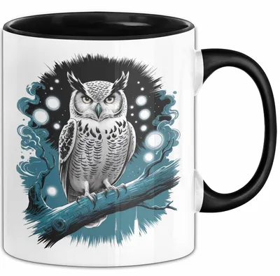 Produktbild von Eule Tierliebhaber Tasse Geschenk Lustige Geschenkidee Spruch (Schwarz)