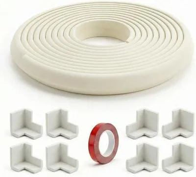 Imagen del producto de Protectores de esquinas y bordes de espuma, 8 unidades de protectores de esquinas, 5 metros de tira de espuma autoadhesiva, para