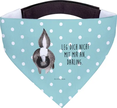 Produktbild von Mr. & Mrs. Panda Bandana Stinktier Angriff - Türkis Pastell - Geschenk, Halstuch für Hund, Drohung, Stinker, wütend, Wildtier, Dreieckstuch, Hunde Hals Tuch, Raubtier