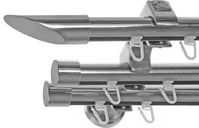 Produktbild von Innenlauf Edelstahl Look Gardinenstange 20mm Wandträger 3-läufig mit Schräge H60 E32E30 II+ 1x B20I