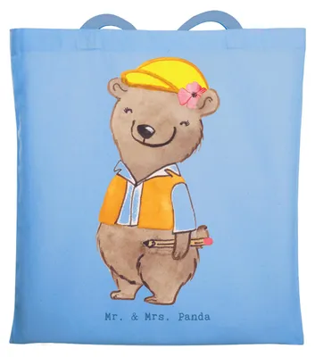 Produktbild von Mr. & Mrs. Panda Einkaufstasche Bauingenieurin Herz - Sky Blue - Geschenk, Baustelle, Studium, Statikerin, Laptoptasche, Jutebeutel, Tote Bag, totebag, Tasche