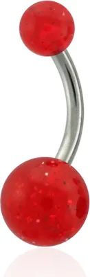 Produktbild von Bauchnabelpiercing Titan Titanium Acryl Glitzer Glitter Banane Belly Banana 14 mm
