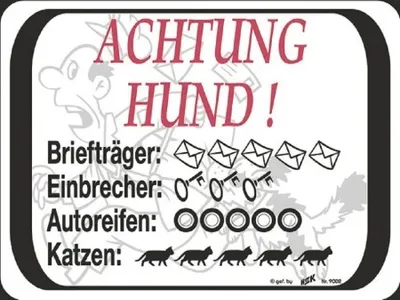Produktbild von Warnschild - ACHTUNG HUND! - 309002 - 20cm x 15cm - Tiere Hund