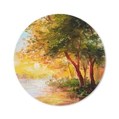 Produktbild von MuchoWow® Mauspad Mousepad Natur - Malerei - Baum - Wasser 40x40 cm - Mousepads - Maus Mat - Pad - Mausunterlage - Schreibtisch Accessoires