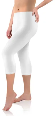 Imagen del producto de Leggings de viscosa para mujer, marca sesto senso, corte de 3/4, color blanco, modelo para niña, ideales para ropa deportiva
