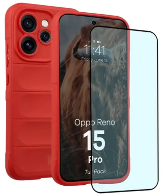 Produktbild von Robuste Handyhülle + gehärtetem Glas für Oppo Reno 15 Pro, Bizon Tur Pack, Rot