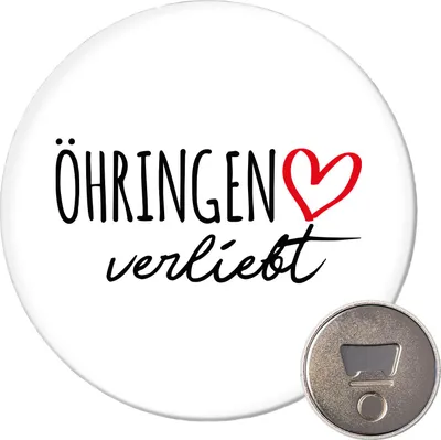 Produktbild von Huuraa Magnet Öhringen verliebt 59mm Kühlschrankmagnet rund Flaschenöffner Geschenkidee