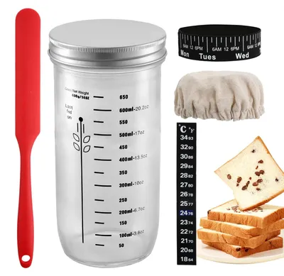 Sauerteigbehälter 730 ml mit Zubehör – Glas, luftdicht