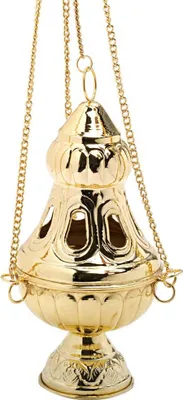 Produktbild von Rauchfass mit Kette 85cm Und Innenschale Weihrauchschwenker Deko Gold 7632
